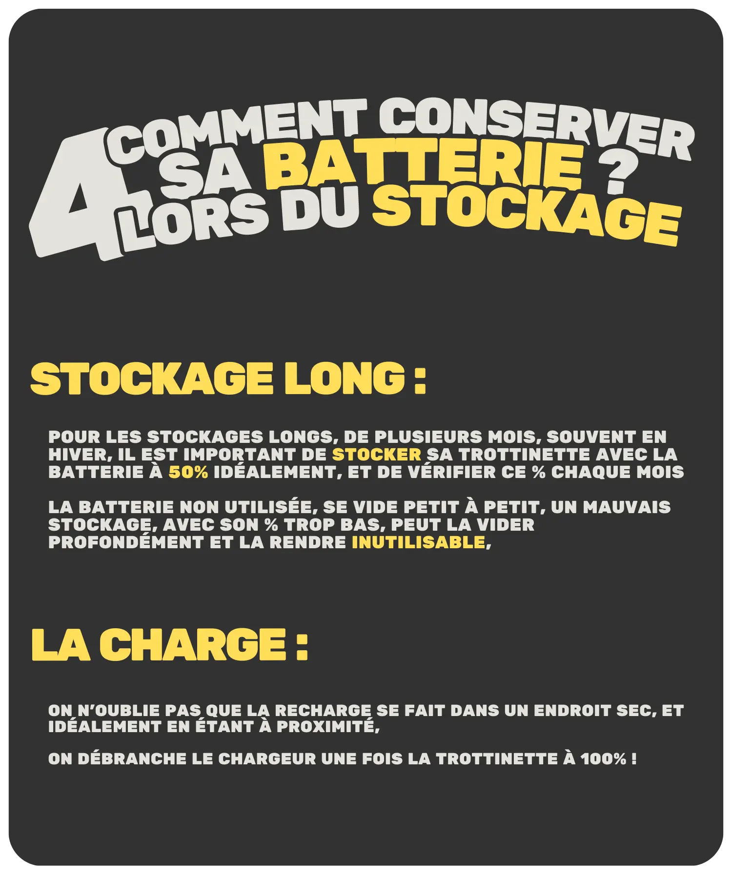 Stockage batterie trottinette